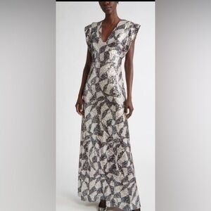 ST. JOHN Cubist Sequin Gown maxi dress size 10 NWOT
